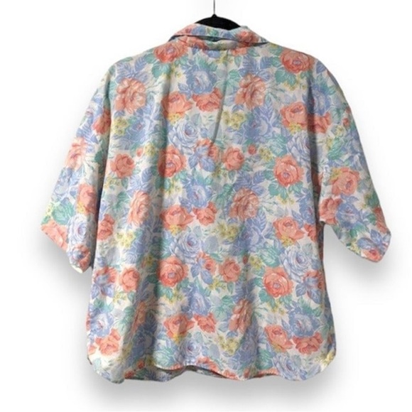 Vintage Pastel Floral Button Down Short Sleeve Shirt Women’s Plus Size 20W - Picture 2 of 13